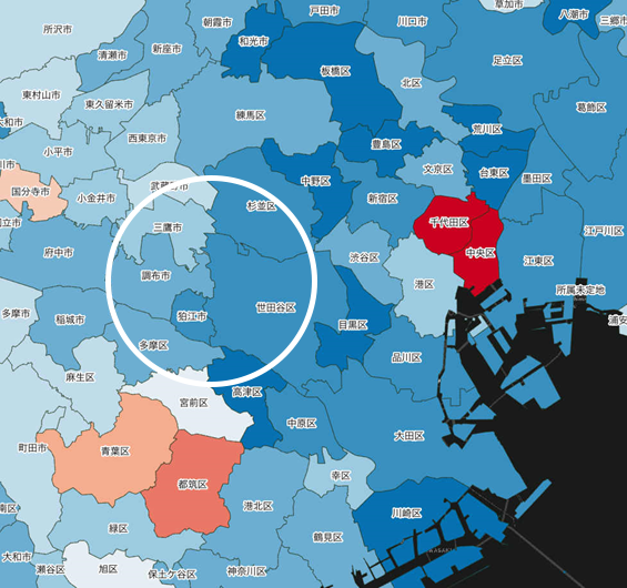日本ABC協会による市区町村レベルの新聞購読率